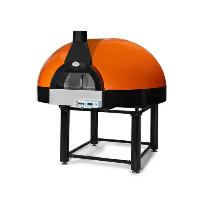 Pavesi JOY 110 TW – Ø 110 cm monoblock pişirme yüzeyli döner odun/gaz pizza fırını, kişisel renk seçimli GRP kubbe, İtalya'da el yapımı