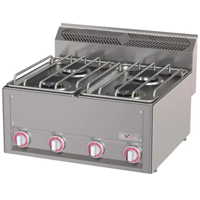 Gasherd 4 Brenner, 2x 3 kW + 2x 3,6 kW, (B x T x H) 660 x 600 x 290 mm, Edelstahl