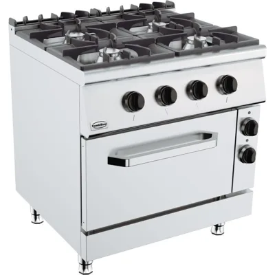 Plynový sporák se 4 hořáky a elektrickou troubou, 40 kW, (Š x H x V) 800x900x900 mm