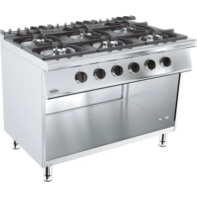 Gasherd 6 Brennern, 39 kW, (B x T x H) 1200x700x900 mm