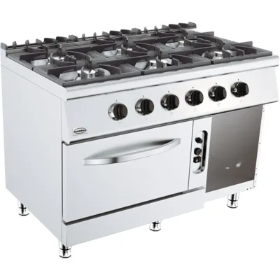 Gasherd 6 Brennern mit Gasbackofen, 40 kW, (B x T x H) 1200x700x900 mm