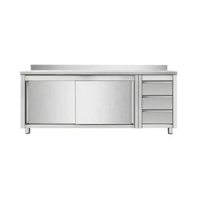 Sürgülü Kapılı Çalışma Dolabı – 1600x700x850 mm | Çekmece Bloğu Sağda