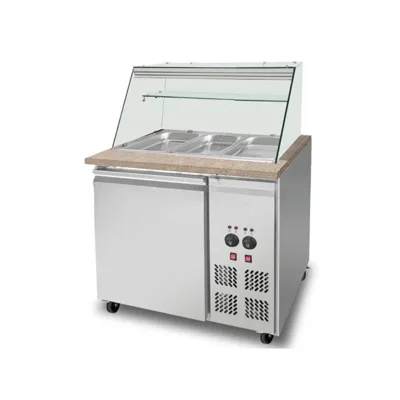GastroRosa-šedá 2x GN 1/1 | Prémiový Bain-Marie pult s žulovou pracovní deskou | 880x820x1350 mm