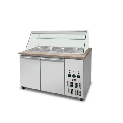 GastroRosa-šedá 4 x GN 1/1 | Prémiový Bain-Marie pult s granitovou pracovní deskou | 1530x820x1350 mm