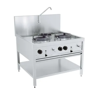 Gazlı Wok Masa, 2 x 17 kW + 1 x 9 kW, (G x D x Y) 1000 x 900 x 750 mm