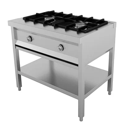 Pankekler için gazlı wok masa, 2 x 6.5 kW, (G x D x Y) 895 x 600 x 800 mm