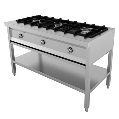 Pankek için gazlı wok masası, 4 x 6,5 kW, (G x D x Y) 1685 x 600 x 800 mm