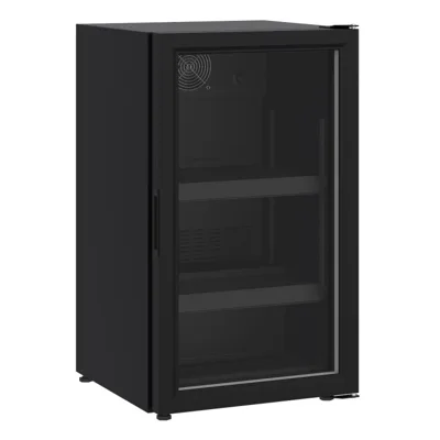 Stolní chladnička s prosklenými dveřmi, černá, 136 l, nucená cirkulace vzduchu, LED, (ŠxHxV) 500 x 585 x 885 mm
