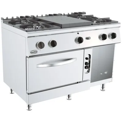 Glühplattenherd 4 Brennern mit Gasbackofen, 80 kW, (B x T x H) 1200x700x900 mm