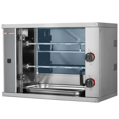 Chicken grill ceramic glass, 2 spits (6 chickens), 800 x 400 x 555 mm, tabletop model, 4.4 kW