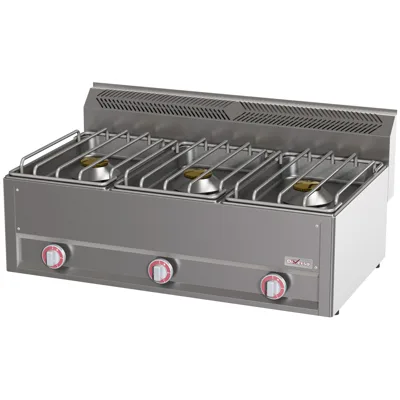 Herd 3 Brenner, 3 x 8 kW, (B x T x H) 990 x 600 x 290 mm, Edelstahl, leistungsstark