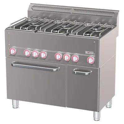 Herd 6 Brenner mit Konvektionsofen GN 1/1 und neutralem Schrank, (B x T x H): 990 x 600 x 880/900 mm, Edelstahl