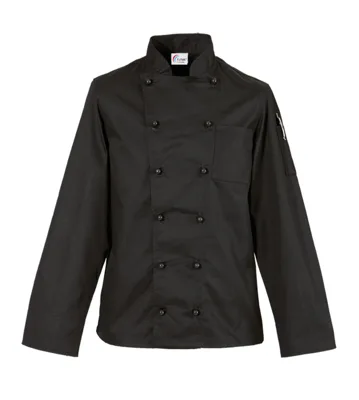 Deluxe Chef Jacket Long Sleeve Black 200 g/m² – Customizable with Your Logo | Various Sizes