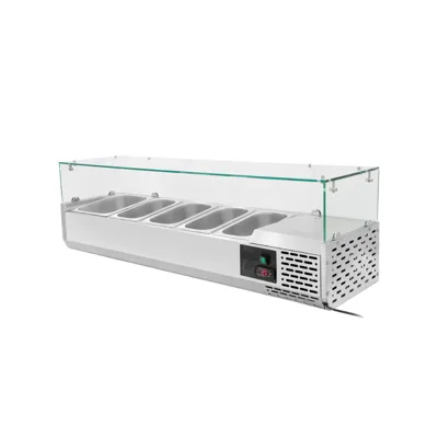 Cam kapaklı soğutma aparatı 4xGN1/3 + 1xGN1/2, 1400 x 395 x 435 mm