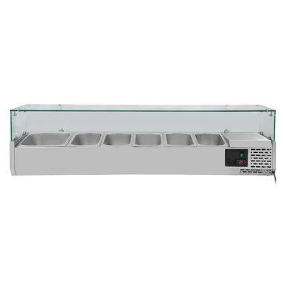 Cam Kapaklı Soğutucu Üst 5xGN1/3 + 1xGN1/2, 1500 x 395 x 435 mm