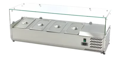 Countertop refrigerated display 1200 mm for 4× GN 1/3, static cooling, DIXELL digital control, anti-condensation, (WxDxH) 1200 x 395 x 435 mm