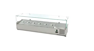 Countertop refrigerated display 1400 mm for 6× GN 1/3, static cooling, DIXELL digital control, anti-condensation, (WxDxH) 1400 x 395 x 435 mm