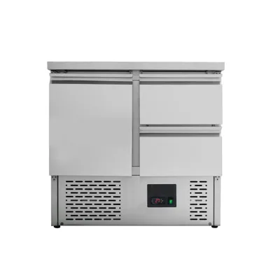 Kühltisch Mini / 2-fach mit 1 Türen und 2 Schubladen, GN1/1, 900 x 700 x 850 mm