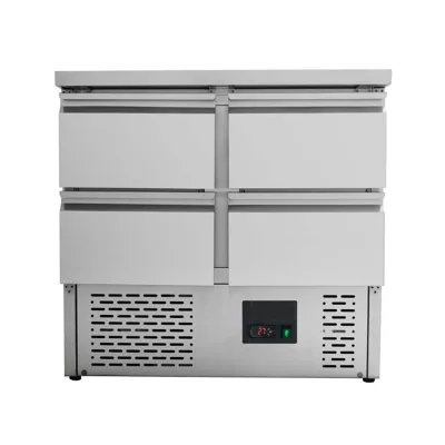 Chladicí stůl Mini / 2-dílný s 1 dveřmi a 2 zásuvkami, GN1/1, 900 x 700 x 850 mm