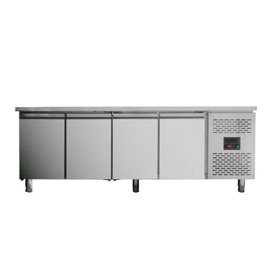 Refrigerated table with 4 doors, 0.38 kW, monoblock, 2230 x 700 x 850 mm
