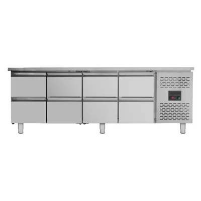 8 Çekmeceli Soğutma Masası, 0.38 kW, Monoblok, 2230 x 700 x 850 mm