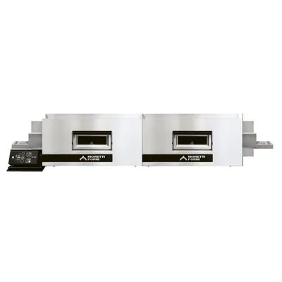 MORETTI serieT T98E-L Elektro-Tunnelofen | Bandofen, Bandbreite 810 mm, bis 250 Pizzen Ø 33 cm/h, (B x T x H) 3216 x 1455 x 620 mm