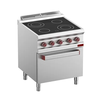 OptiTech│4-Zonen Elektro-Cerankochfeld  & Backofen GN 2/1, 13.9 kW, (B x T x H) 700 x 700 x 850 mm