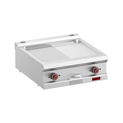OptiTech 700 | Elektro Grillplatte - Hartverchromt, Glatt GN 1/2 + Gerillt GN 1/2, 10 kW, (B x T x H) 700 x 700 x 320 mm