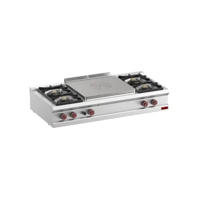 OptiTech 700│ Gasherd mit 4 Brennern & Glühplatte - 20640 kcal/h, (B x T x H) 1500 x 700 x 320 mm