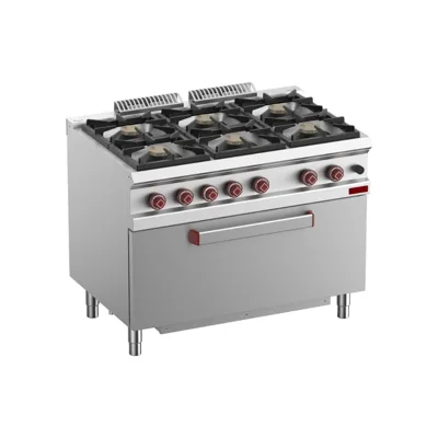 OptiTech 700│ Gasherd mit 6 Brennern - 4300 kcal/h & Gasbackofen Maxi 1, 1 Tür, (B x T x H) 1100 x 700 x 920 mm