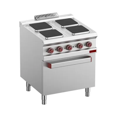 OptiTech│ Elektrikli Kare Ocak - 4 Kare Plaka & Fırın GN 2/1, 15.7 kW, (G x D x Y) 700 x 700 x 920 mm