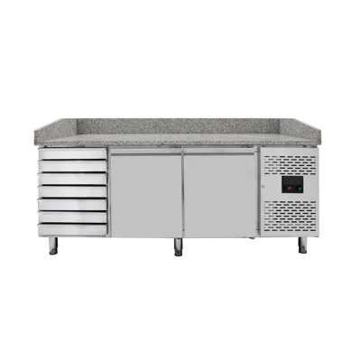 Pizzový chladicí stůl s 2 dveřmi & 7 zásuvkami, (ŠxHxV) 2020 x 800 x 1000 mm
