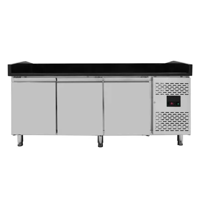 Pizzakühltisch mit 3-türig, Schwarz, 2020 x 800 x 1000 mm