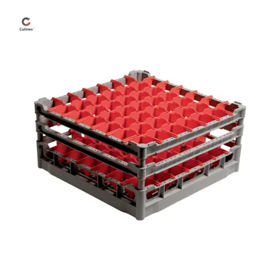 Polyprop. Double-Layer Dishwasher Basket - 500x500 mm, for Glasses Ø 63 mm, (W x D x H) 500 x 500 x 250 mm