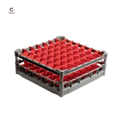 Polyprop. koš do myčky nádobí - 500x500 mm, pro sklenice Ø 63 mm, (Š x H x V) 500 x 500 x 210 mm