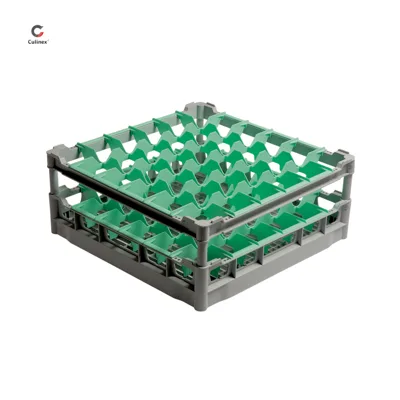 Polyprop. koš do myčky nádobí - 500x500 mm, pro sklenice Ø 73 mm, (Š x H x V) 500 x 500 x 210 mm