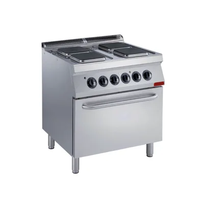 Primeon 700│ Elektroherd mit 4 Ceran-Kochflächen- 16.4 kW & Elektro Backofen GN 2/1, (B x T x H) 800 x 730 x 920 mm