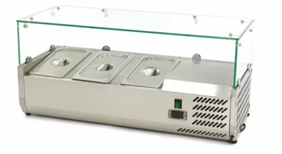 Countertop refrigerated display 95 cm, fits 3× GN 1/3, static cooling, DIXELL digital control, anti-condensation, (WxDxH) 955 x 395 x 435 mm