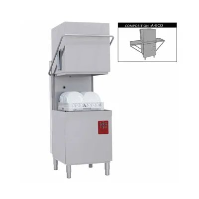Professional Pass-Through Dishwasher | EffectPro, Basket 500x500, 6.5 kW, with Inlet & Outlet Tables, (WxDxH) 710x800x2010 mm