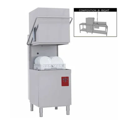Profi-Geçişli Bulaşık Makinesi Komplett | Profi-Hygieia, Sepet 500x500, Giriş & Çıkış Masalı, Sağ Lavabo, Tek Kollu Batarya, 8.7 kW, (GxDxY) 2620 x 740 x 1945