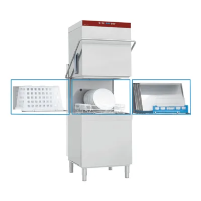 Profesionální průchozí myčka nádobí | WhiteCross Elite 65 | Koš 600x500 mm, 9,5 kW, (Š x H x V) 788x835x2080 mm