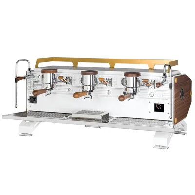 Aurora Multiboiler Espresso stroj, 2/3-skupinový, objemový, PID regulace teploty, jemná infuze, 8/12 L parní kotel, přizpůsobitelný (ořechové dřevo/hliník) 3-skupinový 1180x720x820 mm