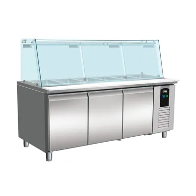 SALADETTE 3 DOORS WITH GLASS 3 DOORS 5X 1/1 GN CONTAINERS 1795x700x1365mm