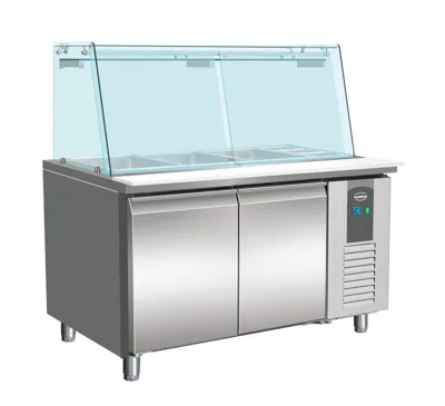 SALADETTE REFRIGERATED TABLE WITH GLASS 2 DOORS 3X 1/1 + 3X 1/6 GN CONTAINERS 1360x700x1365 mm