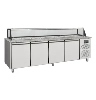 Salad counter 4-door with glass top for 6 x GN1/1, 2500 x 800 x 1246 mm