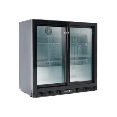 2 cam sürgülü kapılı bar buzdolabı, siyah, 208 litre, (GxDxY) 900 x 520 x 900 mm
