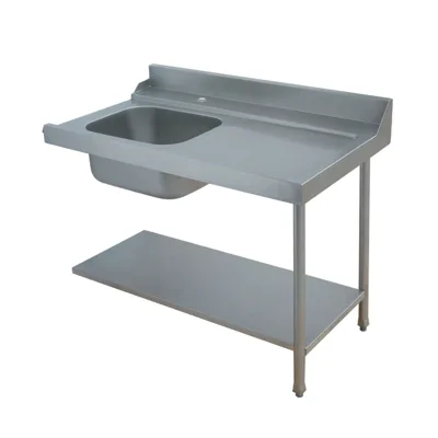 Spülbecken | WashPro, mit Unterboden & Arbeitstisch, Einlauf "Links", (BxTxH) 1200 x 700 x 850 mm