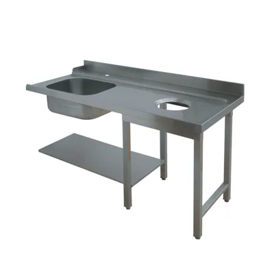 Dřez | WashPro, s podstavcem a pracovním stolem, s odpadním šachtou, přívod "vlevo", (ŠxHxV) 1200 x 700 x 850 mm