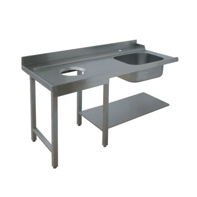 Spülbecken | WashPro, mit Unterboden & Arbeitstisch, mit Abfallschacht, Einlauf "Rechts", (BxTxH) 1200 x 700 x 850 mm
