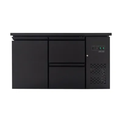 Barový chladicí stůl s 1 dveřmi & 2 zásuvkami, 280 L, Černý, 1465 x 520 x 840 mm